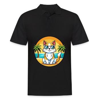 Lunettes de soleil de dessin animé de race de chat turc plage - Polo Homme - noir - Devant - Kai (181cm)