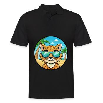 Australische gefleckte Nebelkatzenrasse Cartoon Beach - Männer Poloshirt - Schwarz - Vorne - Kai (181cm)