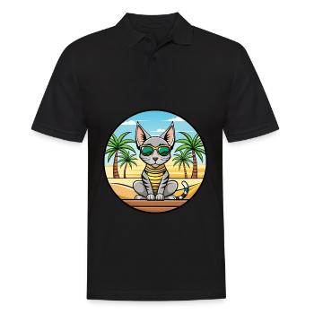 Egyptian Mau Cat Breed Cartoon Sunglasses Beach - Men's Polo Shirt - black - Front - Kai (181cm)