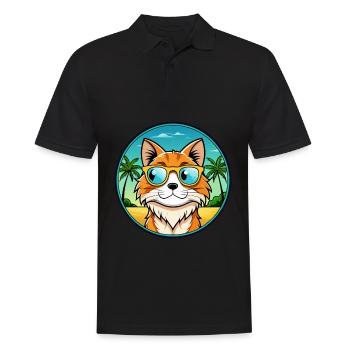 Maine Coon Cat Breed Cartoon Sunglasses Beach - Men's Polo Shirt - black - Front - Kai (181cm)