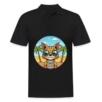 Ocicat Breed Cartoon Sonnenbrille Strand - Männer Poloshirt - Schwarz - Vorne - Kai (181cm)