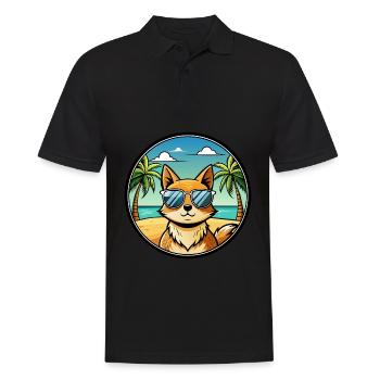 Tonkinois Race Chat Dessin Animé Lunettes De Soleil Plage - Polo Homme - noir - Devant - Kai (181cm)