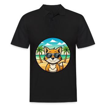 Foldex Katzenrasse Cartoon Sonnenbrille Strand - Männer Poloshirt - Schwarz - Vorne - Kai (181cm)