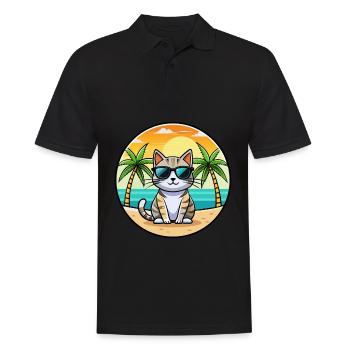 Amerikanische Kurzhaarkatze Rasse Cartoon Sonnenbrille - Männer Poloshirt - Schwarz - Vorne - Kai (181cm)
