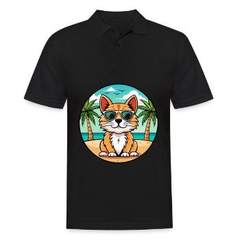 Lunettes de soleil de dessin animé de race de chat à poil long allemand plage - Polo Homme - noir - Devant - Kai (181cm)