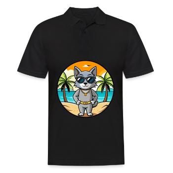 Korat Cat Breed Cartoon Lunettes de soleil Beach - Polo Homme - noir - Devant - Kai (181cm)