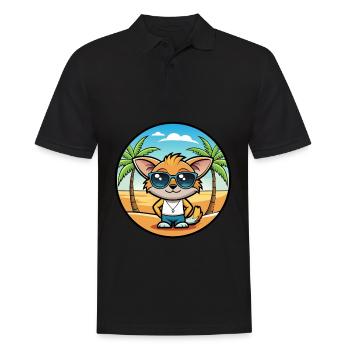 Pixie Bob Katzenrasse Cartoon Sonnenbrille Strand - Männer Poloshirt - Schwarz - Vorne - Kai (181cm)