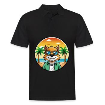 German Rex Cat Breed Cartoon Sunglasses Beach - Men's Polo Shirt - black - Front - Kai (181cm)
