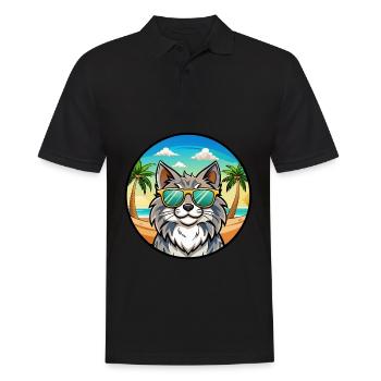 Norwegische Waldkatze Rasse Cartoon Sonnenbrille Strand - Männer Poloshirt - Schwarz - Vorne - Kai (181cm)
