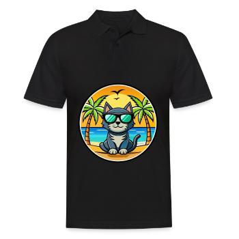 Bombay Cat Breed Dessin animé Lunettes de soleil Plage - Polo Homme - noir - Devant - Kai (181cm)