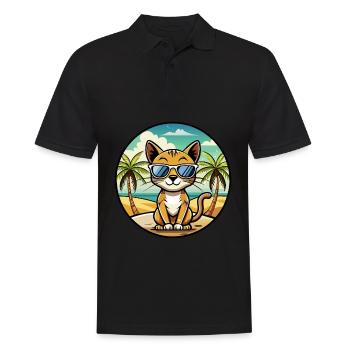 Chausie Katzenrasse Cartoon Sonnenbrille Strand - Männer Poloshirt - Schwarz - Vorne - Kai (181cm)