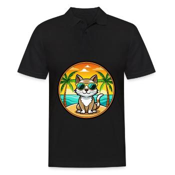 Siamois Race Dessin Animé Lunettes De Soleil Plage - Polo Homme - noir - Devant - Kai (181cm)