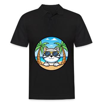 Schneeschuh Katze Rasse Cartoon Sonnenbrille Strand - Männer Poloshirt - Schwarz - Vorne - Kai (181cm)