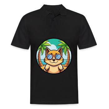 Tonkinois Race Chat Dessin Animé Lunettes De Soleil Plage - Polo Homme - noir - Devant - Kai (181cm)