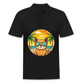 Chat birman race dessin animé lunettes de soleil plage - Polo Homme - noir - Devant - Kai (181cm)