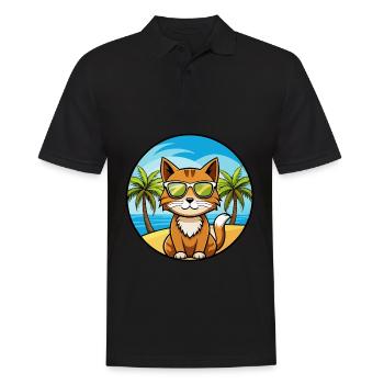 Havanna Braun Katze Rasse Cartoon Sonnenbrille Strand - Männer Poloshirt - Schwarz - Vorne - Kai (181cm)
