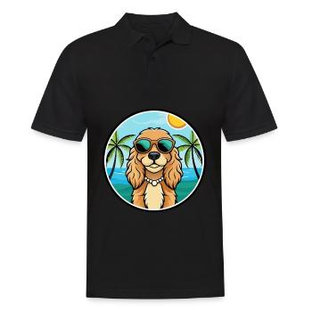 Cocker américain Spaniel Race de chien Cartoon Beach - Polo Homme - noir - Devant - Kai (181cm)