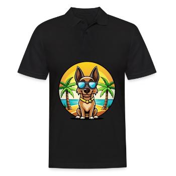 Belge Malinois Chien Race Dessin Animé Lunettes De Soleil Plage - Polo Homme - noir - Devant - Kai (181cm)