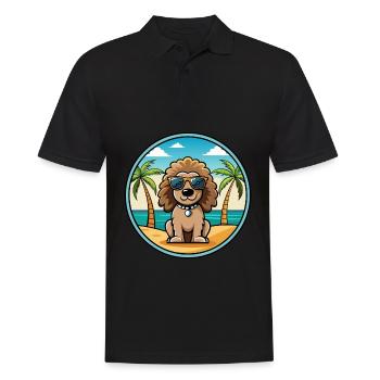 Amerikanischer Wasserspaniel Hunderasse Cartoon Beach - Männer Poloshirt - Schwarz - Vorne - Kai (181cm)