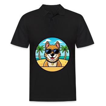 Alano Español Hunderasse Cartoon Sonnenbrille Strand - Männer Poloshirt - Schwarz - Vorne - Kai (181cm)