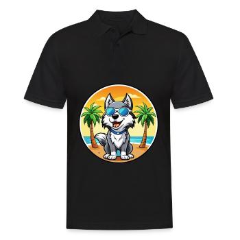 Alaskan Husky Chien Race Dessin Animé Lunettes De Soleil Plage - Polo Homme - noir - Devant - Kai (181cm)