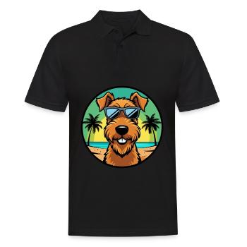 Airedale Terrier Hunderasse Cartoon Sonnenbrille Strand - Männer Poloshirt - Schwarz - Vorne - Kai (181cm)