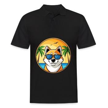 American Akita Hunderasse Cartoon Sonnenbrille Strand - Männer Poloshirt - Schwarz - Vorne - Kai (181cm)