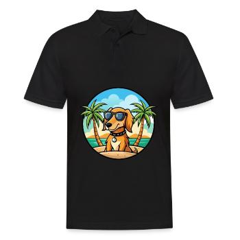 Azawakh Hunderasse Cartoon Sonnenbrille Strand - Männer Poloshirt - Schwarz - Vorne - Kai (181cm)