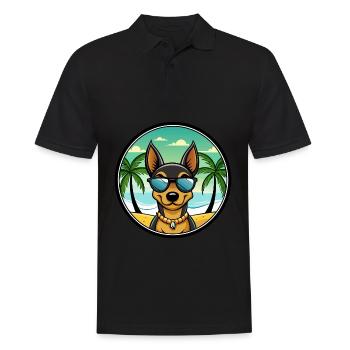 Österreichischer Pinscher Hunderasse Cartoon Sunglass Beach - Männer Poloshirt - Schwarz - Vorne - Kai (181cm)