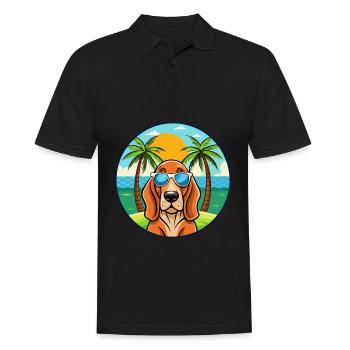 Basset Fauve De Bretagne Dog Breed Cartoon Beach - Men's Polo Shirt - black - Front - Kai (181cm)