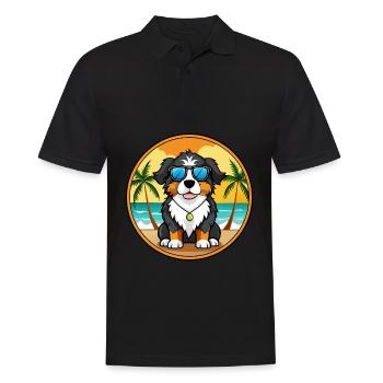 Berner Laufhund Dog Breed Cartoon Sunglasses Beach - Men's Polo Shirt - black - Front - Kai (181cm)