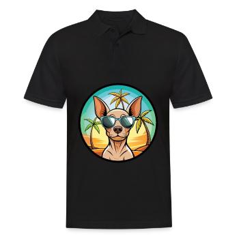 American Hairless Terrier Chien Race Dessin Animé Plage - Polo Homme - noir - Devant - Kai (181cm)