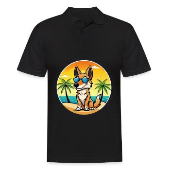 Australian Kelpie Dog Breed Cartoon Sunglass Beach - Men's Polo Shirt - black - Front - Kai (181cm)