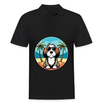 Basset Griffon Vendéen Race De Chien Dessin Animé Plage - Polo Homme - noir - Devant - Kai (181cm)