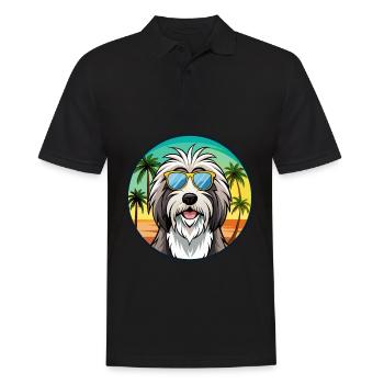 Bearded Collie Chien Race Dessin Animé Lunettes de Soleil Plage - Polo Homme - noir - Devant - Kai (181cm)