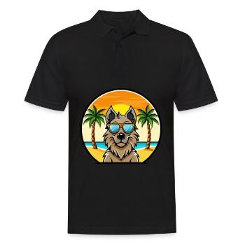 Belgische Groenendael Hunderasse Cartoon Sonnenbrille - Männer Poloshirt - Schwarz - Vorne - Kai (181cm)