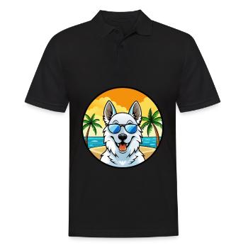 Berger Blanc Suisse Hunderasse Cartoon Sonnenbrille - Männer Poloshirt - Schwarz - Vorne - Kai (181cm)