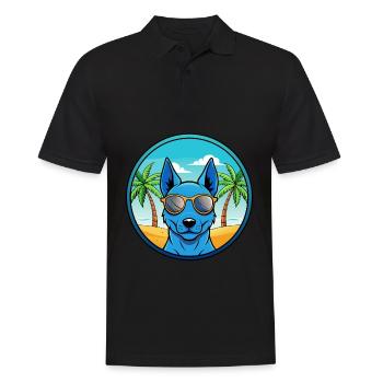 Blaue thailändische Ridgeback Hunderasse Cartoon Sonnenbrille - Männer Poloshirt - Schwarz - Vorne - Kai (181cm)
