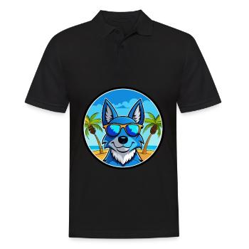 Blue Heeler Hunderasse Cartoon Sonnenbrille Strand - Männer Poloshirt - Schwarz - Vorne - Kai (181cm)
