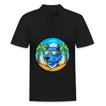 Lunettes de soleil de dessin animé de race de chien en dentelle bleue plage - Polo Homme - noir - Devant - Kai (181cm)