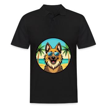 Belge Tervuren Chien Race Dessin Animé Lunettes De Soleil Plage - Polo Homme - noir - Devant - Kai (181cm)