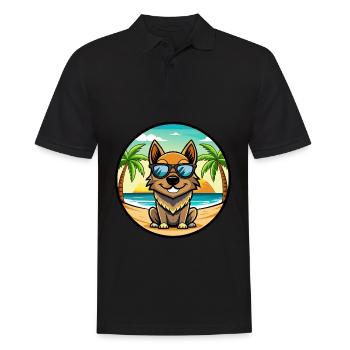 Lunettes de soleil de dessin animé de race de chien beige noir plage - Polo Homme - noir - Devant - Kai (181cm)