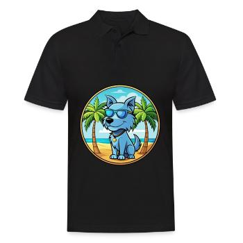 Bleu De Gascogne Hunderasse Cartoon Sonnenbrille Strand - Männer Poloshirt - Schwarz - Vorne - Kai (181cm)
