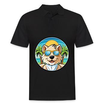 Bolognese Chien Race Dessin Animé Lunettes De Soleil Plage - Polo Homme - noir - Devant - Kai (181cm)
