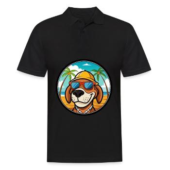 Bruno Jura Hound Hunderasse Cartoon Sonnenbrille Strand - Männer Poloshirt - Schwarz - Vorne - Kai (181cm)