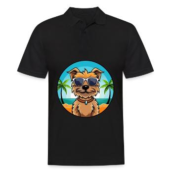 Border Terrier Chien Race Dessin Animé Lunettes de Soleil Plage - Polo Homme - noir - Devant - Kai (181cm)