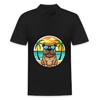 Bullmastiff Chien Race Dessin Animé Lunettes De Soleil Plage - Polo Homme - noir - Devant - Kai (181cm)