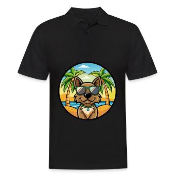 Cao da Serra de Aires Hunderasse Cartoon Sonnenbrille - Männer Poloshirt - Schwarz - Vorne - Kai (181cm)