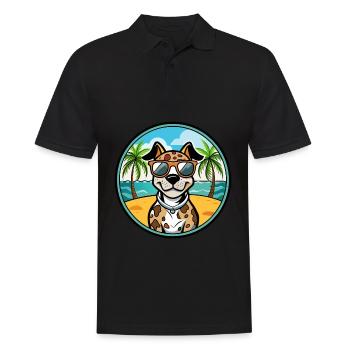 Catahoula Léopard Chien Race Dessin Animé Lunettes De Soleil Plage - Polo Homme - noir - Devant - Kai (181cm)