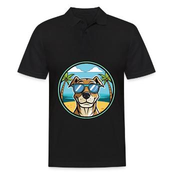 Catahoula Cur Hunderasse Cartoon Sonnenbrille Strand - Männer Poloshirt - Schwarz - Vorne - Kai (181cm)